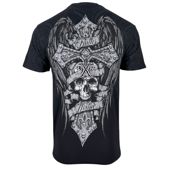 Xtreme Couture by Affliction Men's T-Shirt Wrecked Biker Cross Y2K S-5XL - Picture 3 of 6